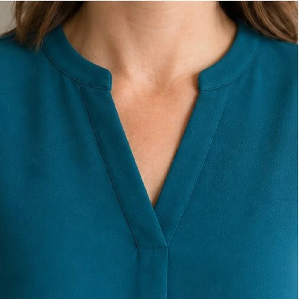 Gray V Neck Top